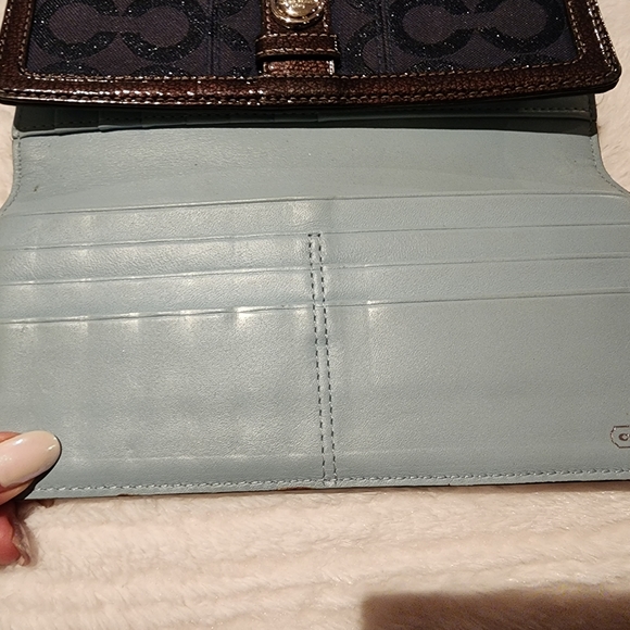 Navy Blue Sparkle Coach Long Folding Wallet - Picture 5 of 5